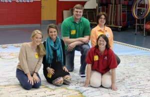 Teacher Candidates Use Giant Traveling Map at Lafayette Elementary